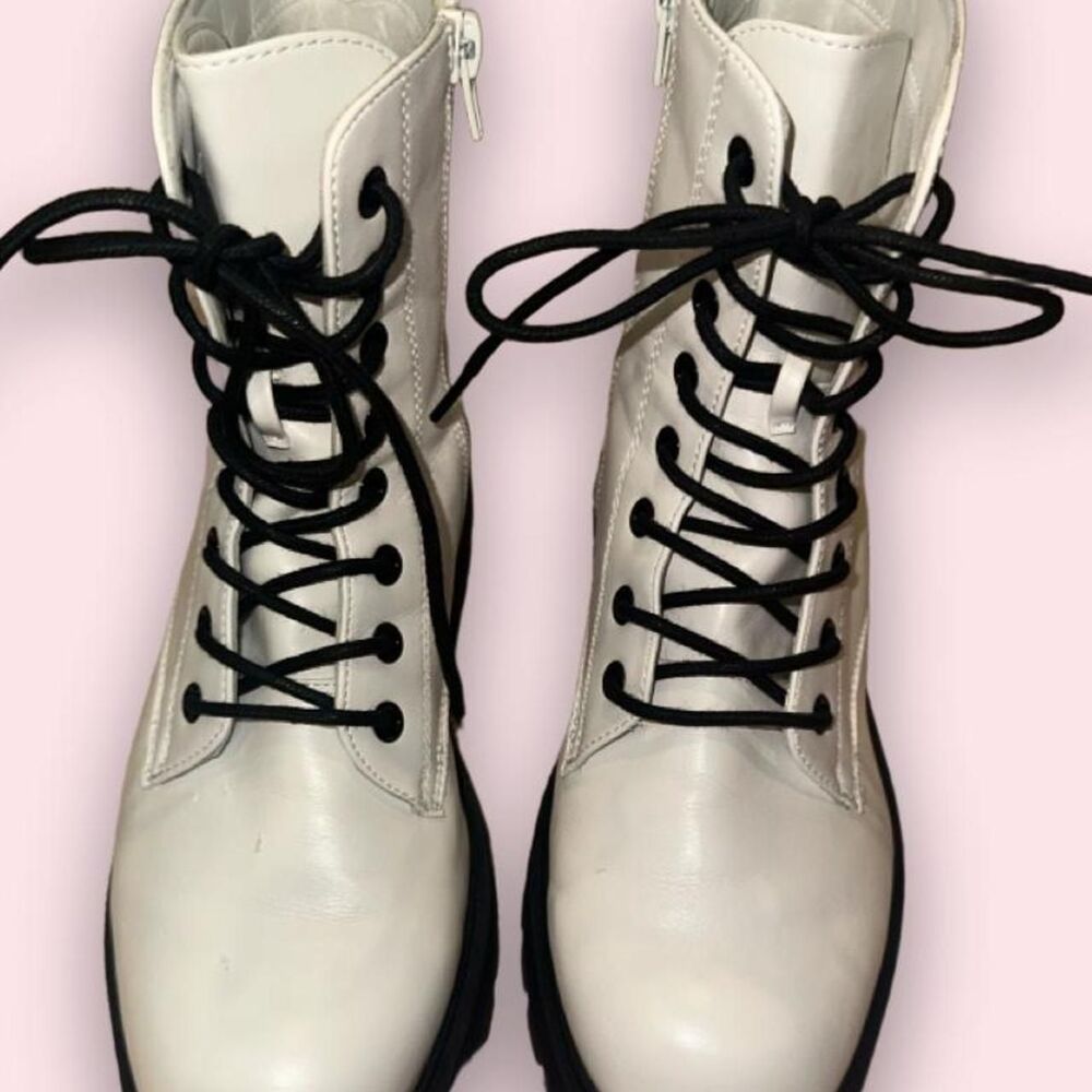 White leather combat boots size 8.5